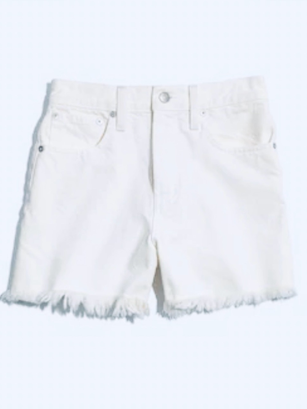 GAP White Denim Frayed Hem Relaxed Fit Shorts - Picture 2 of 5